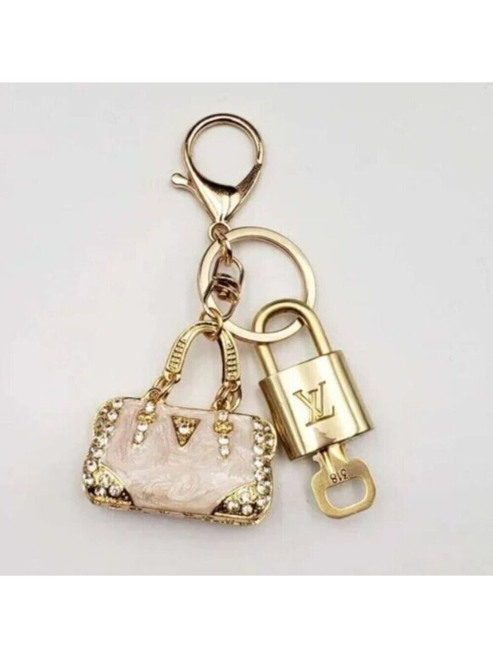 Louis Vuitton Gold Lock & Key 🔑 Authentic LV Unbranded Bag Keychain Charm - Picture 2 of 10